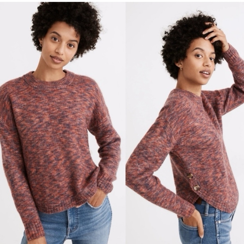 Madewell Marled Rust Mix Crewneck Sweater